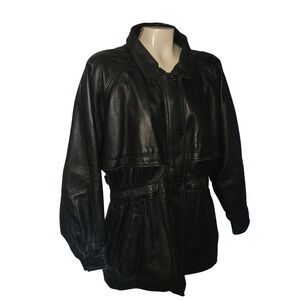Camino Genuine Leather Jacket Black L Made in Mexico Mod Pina vintage retro